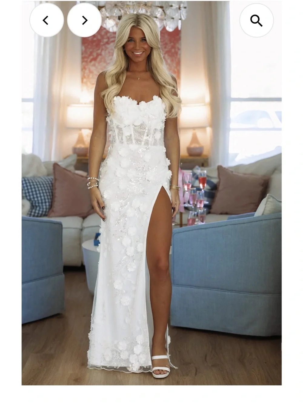 White Embellished Wedding Gown - Picture 2 of 4